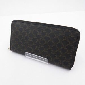 Celine Triomphe Canvas Zip Wallet Black